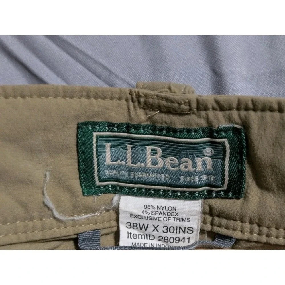 LL Bean Cresta Hiking Pants Mens 38x30 Tan Water‎ Resistant Nylon Outdoor